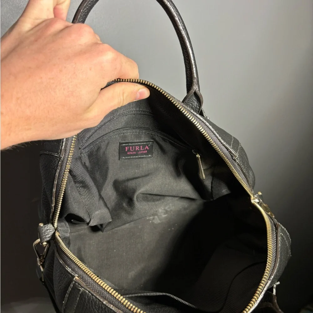 Furla Alba Pebbled Leather Satchel Crossbody Baby - Picture 9 of 10